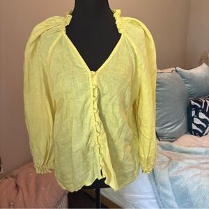 Anthropologie Yellow Ruffle Blouse